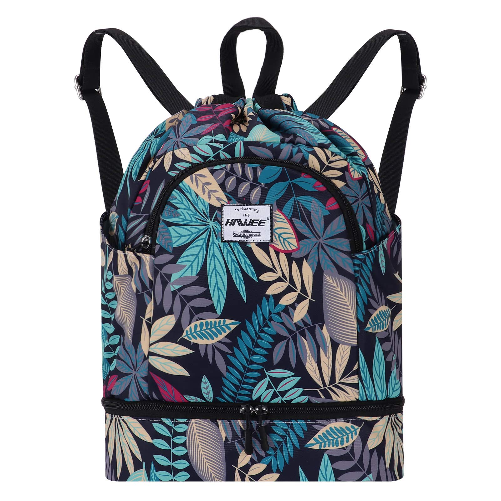 HAWEE Waterproof Drawstring Bags Backpack Large Gym Bag Drawstring Daypack Unisex for Women Men Daily Life School Outdoor Casual Sport Yoga Swim Beach