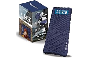TREKOLOGY Camping Sleeping Pad – Ultra-Lightweight, 4" Thick Camping Mat with 7.2 R-Value for All Seasons – Compact, Durable & Waterproof – Ideal for Backpacking, Hiking, and Outdoor Adventures UL R7