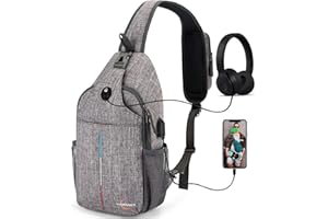 Lumesner Sling Bag Crossbody Backpack with USB Charging Port,Hiking Daypack Shoulder Bag Chest Bag for Hiking Walking Travel