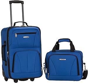 Rockland Fashion Softside Upright Luggage Set, Blue