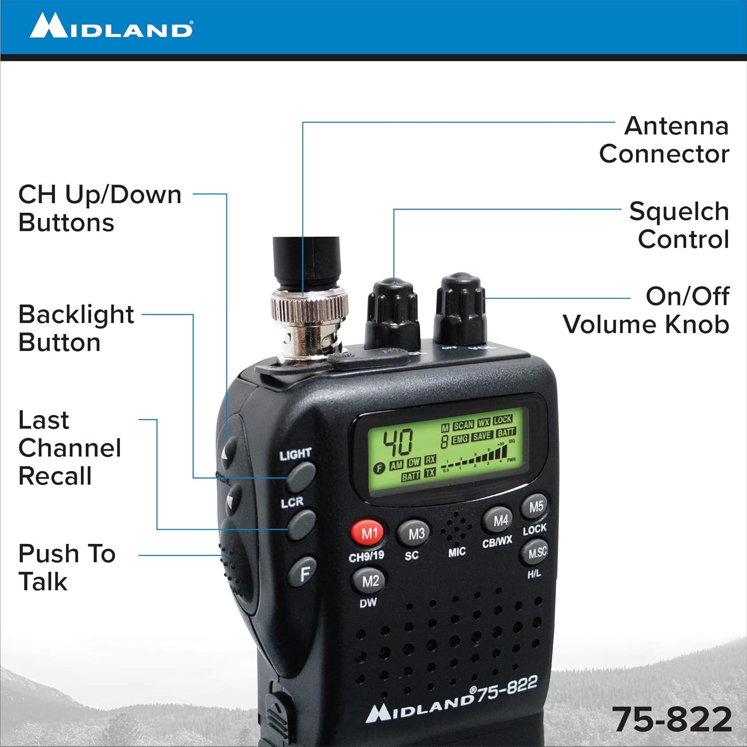 Midland 75-822 40 Channel CB-Way Radio: Home Audio & Theater