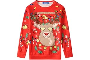 SSLR-Big-Boys-Ugly-Christmas-Sweatshirt-Christmas Hoodies Pullover Funny Xmas Crewneck Lightweight