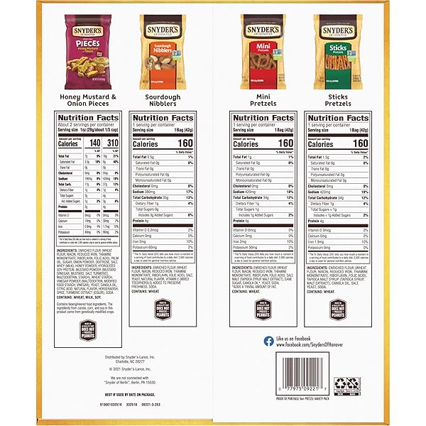 SNYDER’S OF HANOVER, VARIETY PACK PRETZELS, INDIVIDUAL PACKS, 4 FLAVORS, 36 CT (PACK OF 36)