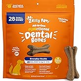 Zesty Paws Dental Bones - Fights Tartar & Plaque - Gum, Teeth & Bone Health - Cinnamon for Dog Breath - Immune, Joint, Gut, Skin & Coat Support - Omega 3 EPA & DHA and Calcium - Small Dogs - 28 ct