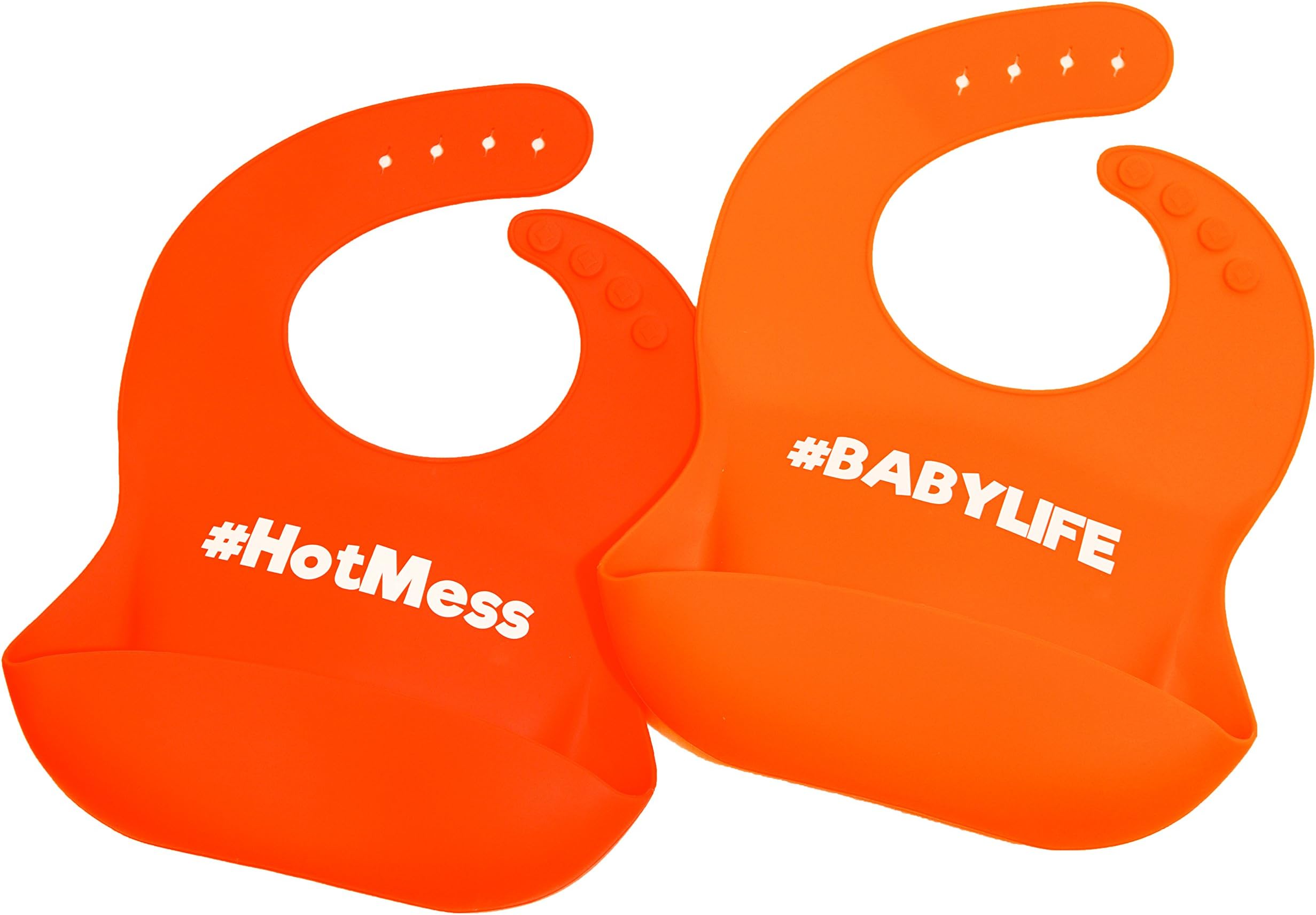 Funny Saying Silicone Baby bib Shower Gift Set - Perfect for New mom-dad-Grandparent of Infant or Toddler - boy or Girl - Soft Waterproof Food Catcher Pocket for Drool and Food! Fun Twin Gift 2 Pack