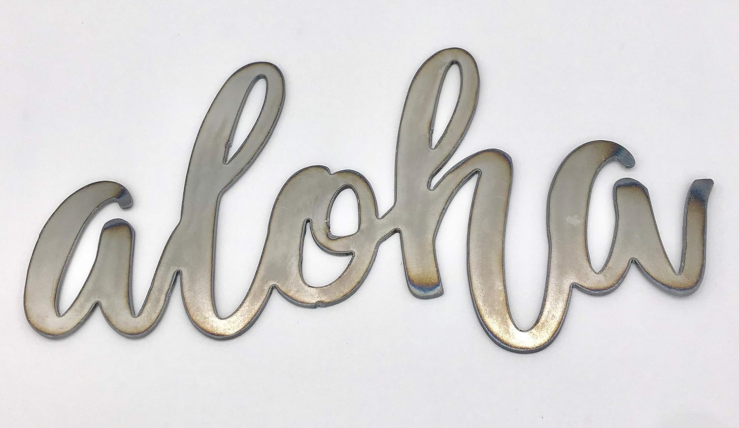 Epic Designs Metal Aloha Hawaii Sign Script for Door Wall Bathroom Decoration