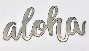 Epic Designs Metal Aloha Hawaii Sign Script for Door Wall Bathroom Decoration