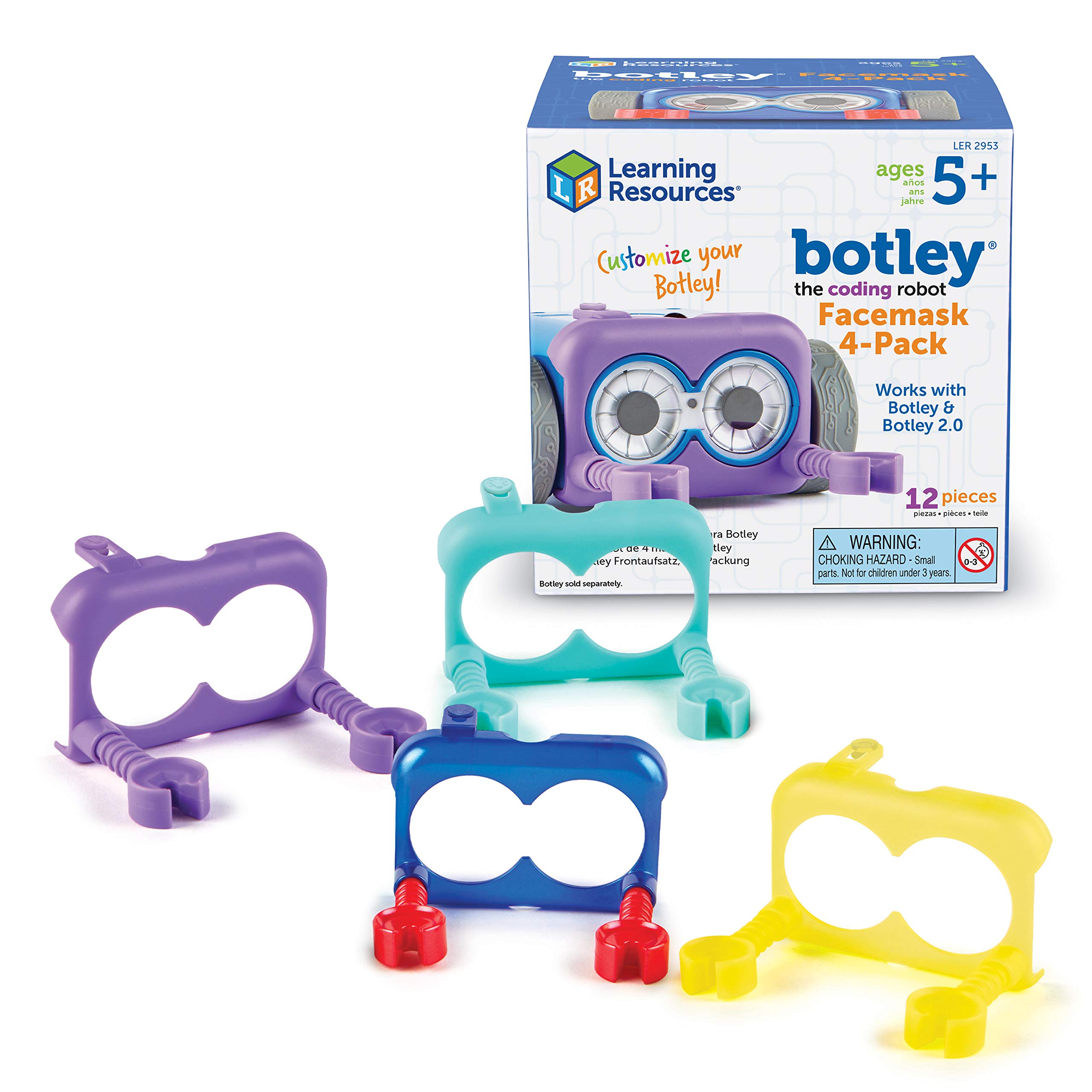 Learning Resources Botley The Coding Robot Facemask 4-Pack Accessory Pack, Botley Not Included
