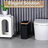 efluky 30L Bamboo Toilet Roll Storage with Lid Black view 7