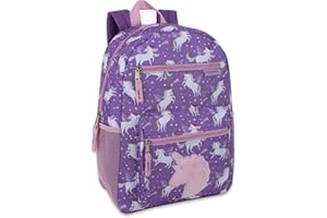 Trail maker 17” Kids Character School Backpacks Plush for Girls with Side Pockets, Padded Straps