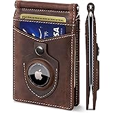 SERMAN BRANDS RFID Blocking Wallet Slim Bifold - Genuine Leather Minimalist Front Pocket Wallets for Men with Money Clip Gift