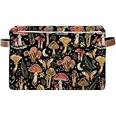 JOPJOLIW Mushroom Rectangle Storage Basket - Mushroom Themed Collection Collapsible Storage Baskets with Handles - Mushrooms Toy Bin - Mushrooms Pattern Storages Bin for Kids Clothes, Gifts, Books