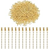 uxcell 220pcs Metal Ball Bead Chain, 100mm Long Bead Connector Clasp Dog Tag Hanging Chain for Key Chains Tags Craft Projects Jewelry Making, Gold