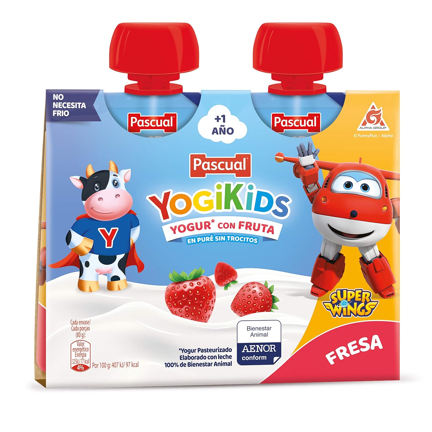 Pascual Yogur Liquido de Fresa - Paquete de 2 x 80 gr - Total: 160 ...
