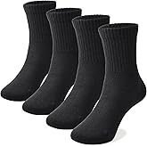 COTTON DAY Unisex School Kids Boys Girls Soft Cotton Black White Gray Navy Khaki Athletic Socks with Retro Stripes