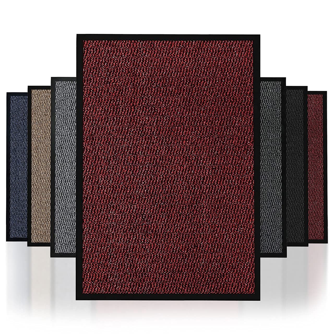 NAUSHA Barrier Door Mat Heavy Duty Rubber Non-Slip Floor & Kitchen Mat Easy Clean Absorbent Soft Feel Entrance Rug Floor Mat (Red, 40x60 cm)