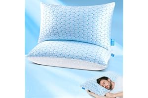 QUTOOL King Size Pillows Set of 2 – Firm Cooling Shredded Memory Foam, Adjustable Loft for Side, Back & Stomach Sleepers, CertiPUR-US Certified Foam, Machine-Washable Cover, Supportive & Breathable