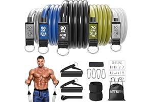 240lbs Heavy Resistance Bands for Working Out, NITEEN Resistance Bands with Handles Weight Exercise Bands for Men Women,Workout Bands with Door Anchor and Ankle Straps Strength Training Equipment