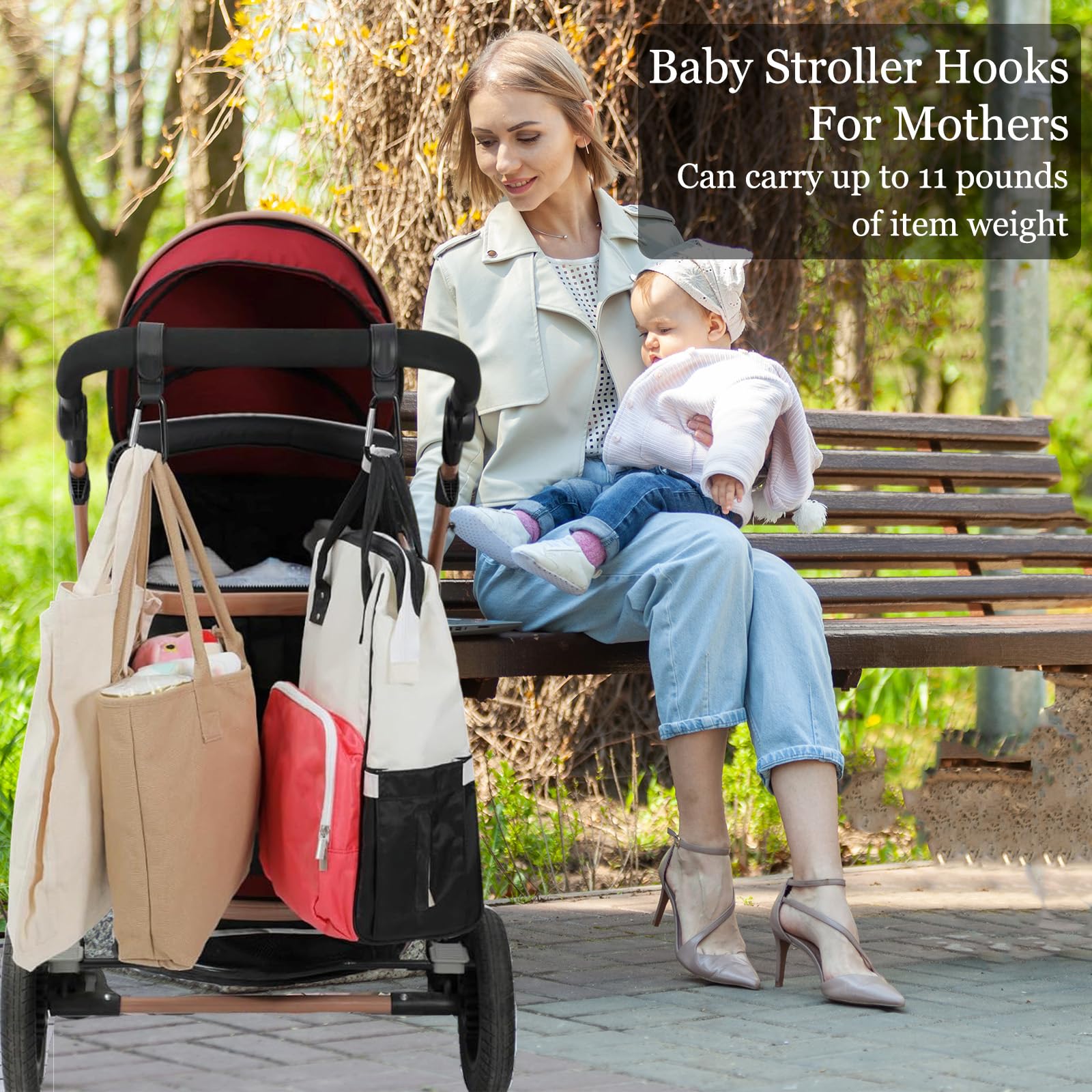 Upper Adapter Compatible with UPPAbaby Vista and Vista V2 and Vista V3 Strollers/Bassinet, Toddler Seat, Aria, Mesa V2, or Mesa Max Infant-Secure (Car Seats Accessories 1Set+2 Pcs Stroller Hooks)
