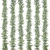 Lvydec 6 Pack Artificial Eucalyptus Garland, Fake Eucalyptus Greenery Garland Wedding Backdrop Arch Wall Decor, 6 Feet/Strand Fake Hanging Plant for Table Festival Party Decoration