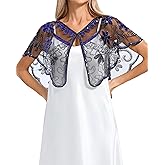 Beckyrebelly Women's 1920s Sequin Shawl Wraps Fringe Capelet Shawls Gatsby Accessories for Harlem Night