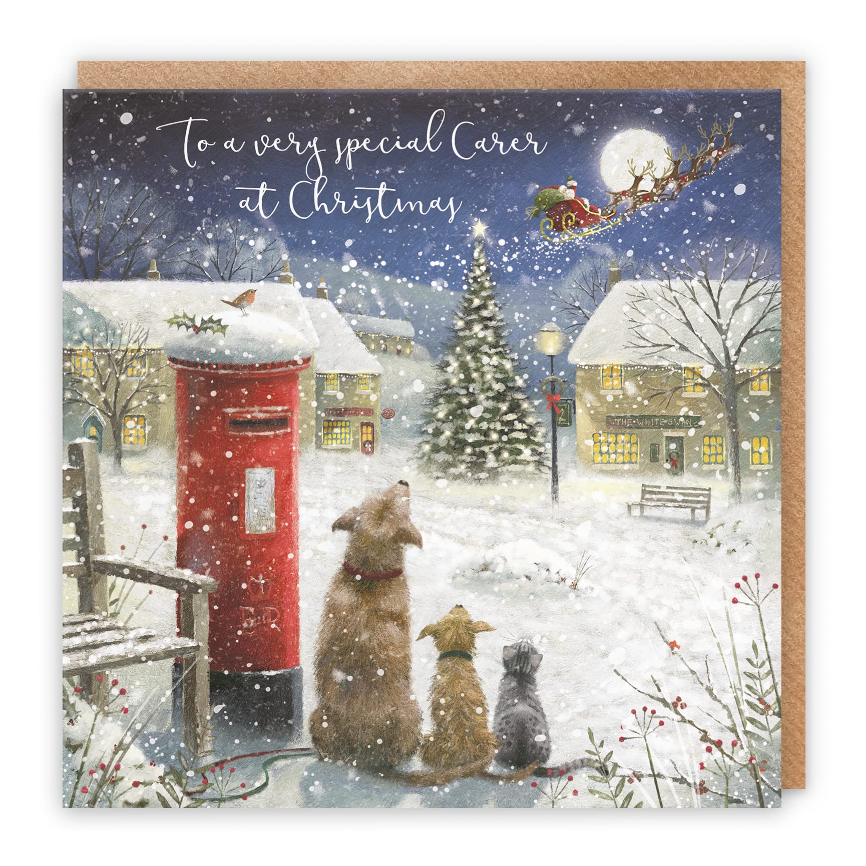Hunts England Carer Artistic Christmas Card - To A Very Special Carer At Christmas - Magical Christmas - Milo's Gallery Collection