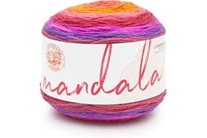 Lion Brand Yarn, Mandala DK Lightweight Yarn for Knitting, Crochet, and Crafts, Andorian, 1 Pack, Self-Striping Acrylic Fiber for Baby Blankets, Multicolor Shawls and Variegated Cardigans