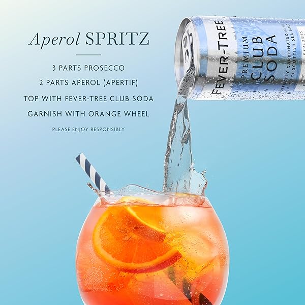 FEVER-TREE CLUB SODA – PREMIUM ZERO CALORIE MIXER FOR COCKTAILS AND MOCKTAILS, 5.1 FL OZ CANS, PACK OF 8 – NATURALLY SOURCED, NON-GMO
