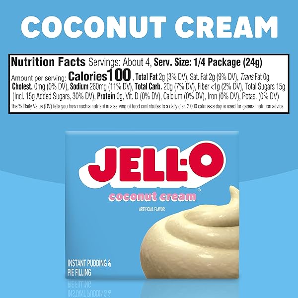 JELL-O INSTANT COCONUT CREAM PUDDING, 3.4 OZ BOX