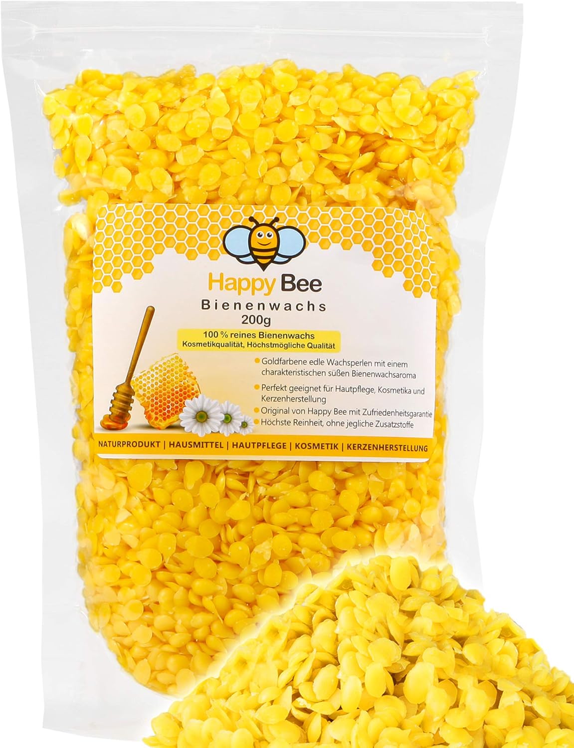 Promora 100% Reine Bienenwachs Pastillen - 200 Gramm - Perfekt geeignet für Naturkosmetik und Kerzen Herstellung