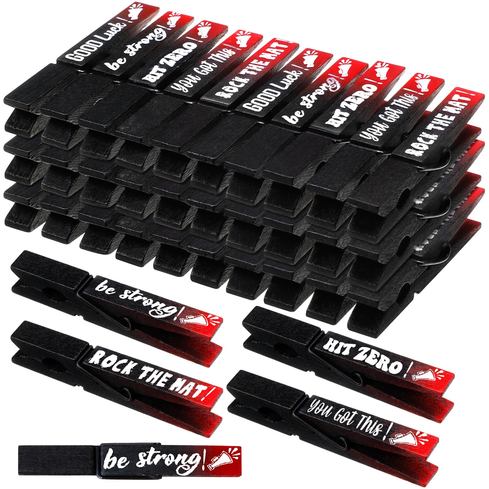 Kigeli 30 Pcs Spirit Clips Cheer Pins Cheerleader Gifts Clothes Pins for Backpacks Competition Glittered for Team Cheer Gifts Stuff Supplies Party Favors Accessories Bulk(Black, Red,Gradient)