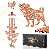 Hoemwarm Pug Wind Chimes for Outside Metal Windchimes Pug Gifts for Women Men Garden Decor for Patio Yard Memorial for Dog Lovers
