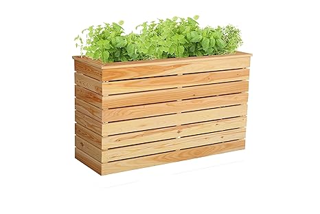 HOQ 63000262 - Hochbeet 120 x 40 x 80 cm aus 16 mm Lärchenholz mit Pflanzenvlies