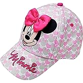 Disney Girls Baseball Cap-3D Bow Curved Brim Strap Back Hat (4-7), Size 2-4T, Minnie Mouse Hearts