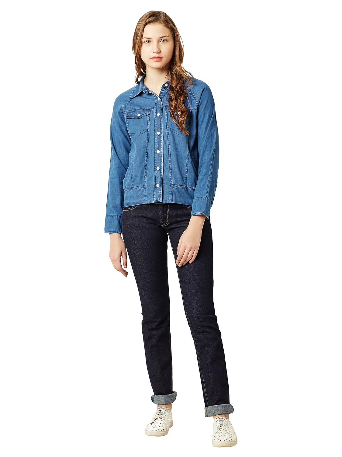 miss chase women's blue denim bomber jacket