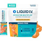 Liquid I.V. Sugar Free Hydration Electrolytes, Mandarin Orange, 14 Count | Scientifically Formulated | Clinically Proven Hydration | Zero Sugar | No Artificial Sweeteners | Non-GMO | Powder Drink Mix