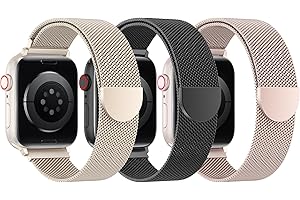 BELONGME 3 Pack Mesh Loop Compatible with Apple Watch Bands for Women Men 40mm 41mm 38mm 42mm 44mm 45mm 49mm 46mm Series 10 9