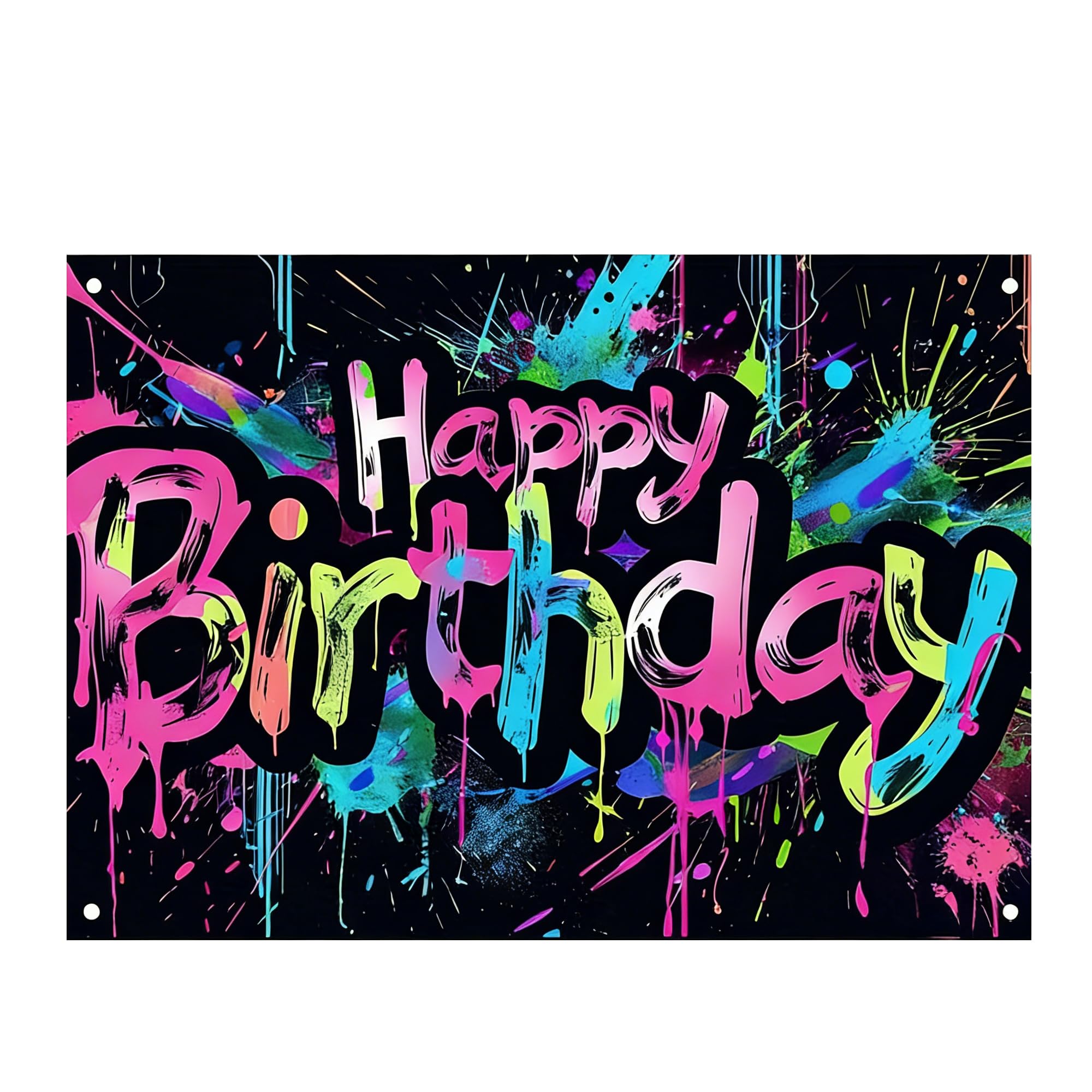"Graffiti Style Birthday Banner - Extra Thick 0.3mm Vinyl Wrinkle-Free Hanging Decor for Parties - 180x110cm Black/Blue Personalized Art Banner"