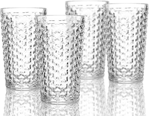 Elle Decor 229803 4hb Bistro Weave Highball Glasses Clear Amazon