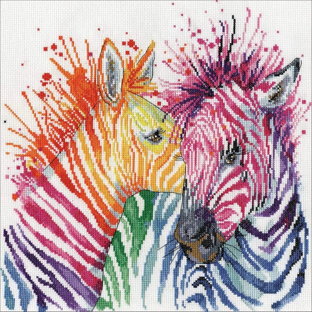 Design Works Counted Cross Stitch Kit 12"X12"Colorful Zebras (14 Count
