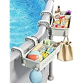 [PATENTED] POOLHACKER 2026 Upgrade 2 Sets Poolside Storage Basket - Original Above Ground Pool Accessories, Swimming Pool Storage Basket with Pool Cup Holder, Poolside Storage to Organize Cup Towel