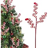 6 Pcs Candy Cane Christmas Decorations, 17 Inch Large Ornaments for Tree Picks, Tree Decorations, Red and White Ornaments, Big Tree Topper Filler