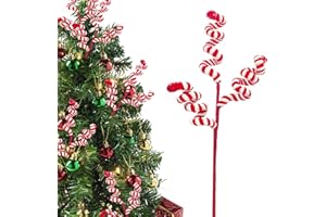 CHERICA 6 Pcs Candy Cane Christmas Decorations, 17 Inch Large Ornaments for Tree Picks, Tree Decorations, Red and White Ornaments, Big Tree Topper Filler