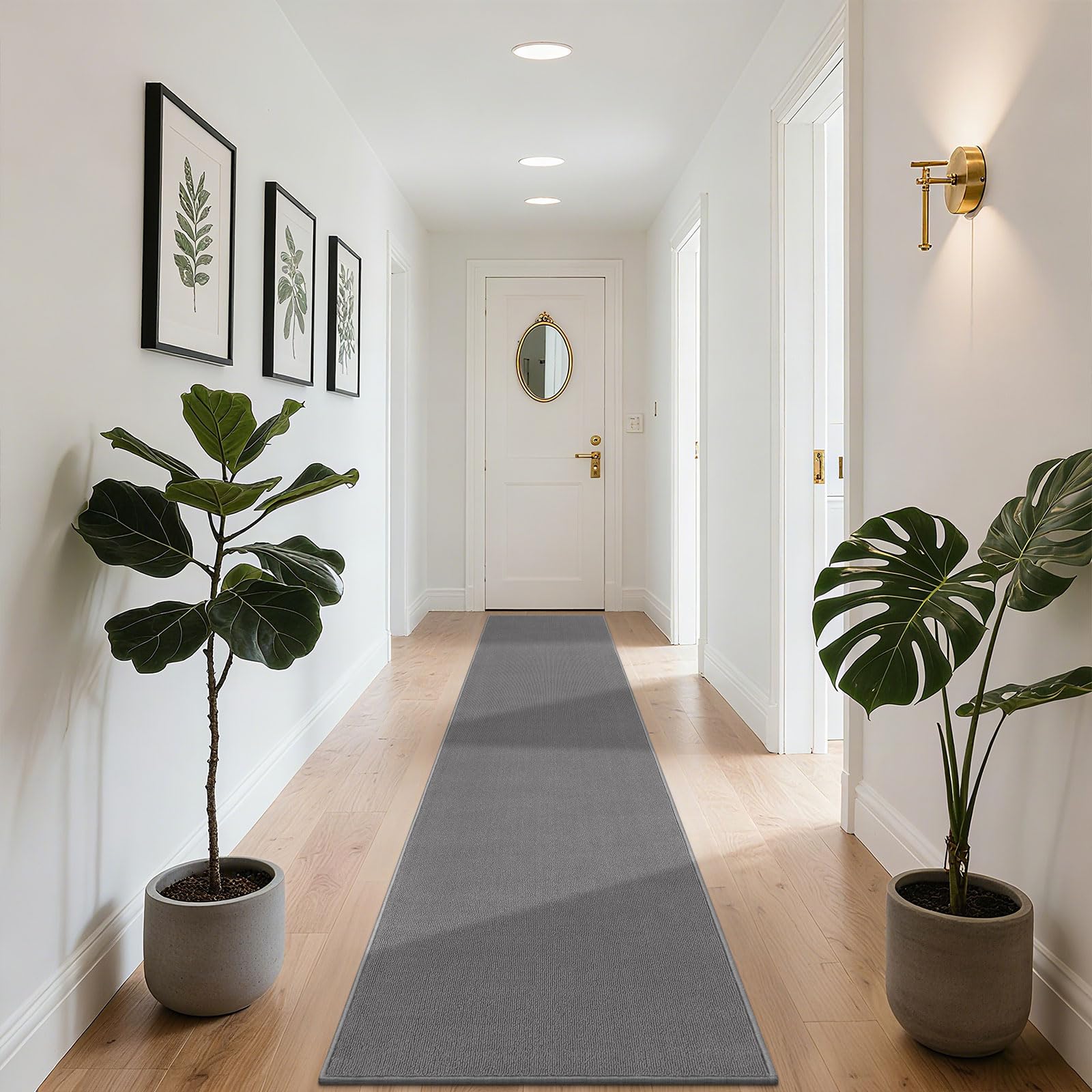 Photo 1 of SHACOS Washable Runner Rugs 2'x10' Dirt Trapping Non Slip Rug Runners Floor Mats Carpet Runners for Hallway Kitchen Entryway Garage Laundry Room Bathroom, Solid Gray