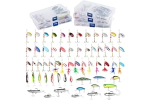 Dr.Fish 60 Pieces Fishing Lures, 5 Tackle Box with Tackle Included, Trout Lures Rooster Tail Spinner Baits Soft Baits Fishing Lures for Freshwater Saltwater Crappie Walleye Bass Lures Kit