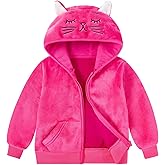 RAISEVERN Toddler Fleece Jacket Hooded with Cat Ears Cute Winter Zip-up Coat for Girls Boys Warm Casual 1-5T