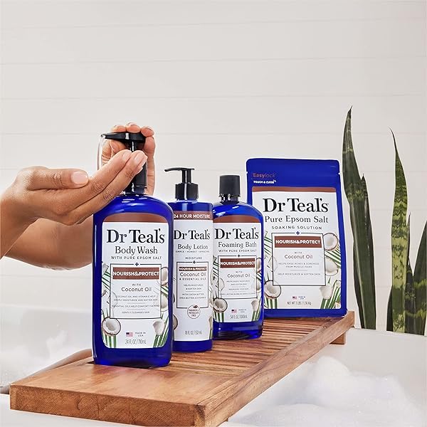 DR TEAL’S SALT SOAK WITH PURE EPSOM SALT, NOURISH & PROTECT WITH COCONUT OIL, 3 LBS