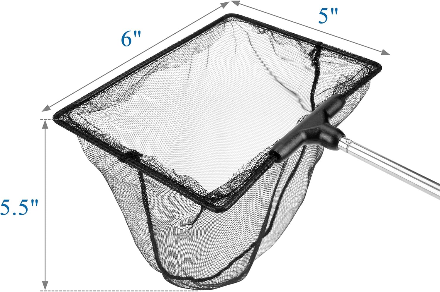14x12.5cm Aquarium Fish Net Fine Mesh Fish Catch Net with Extendable 7.4-16.3" Telescopic Stainless Steel Long Handle for Small Fish Tank Pond Pool Sludge Food Residue Wastes Skimming Cleaning - Image 5