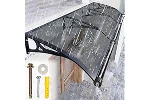 Window Awning Canopy Awning for Door Entrance Window Canopy Exterior with Plastic Steel Bracket Brown Hollow Sheet UV Rain Sn