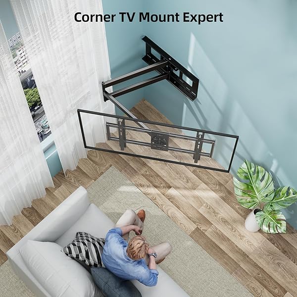 HCMOUNTING LONG ARM TV WALL MOUNT FOR 42-80 INCH TVS, FULL MOTION WITH 43 INCH EXTENSION ARTICULATING ARMS, SWIVEL AND TILT TV BRACKET, HOLDS UP TO 110 LBS, MAX VESA 600X400MM